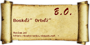 Boskó Orbó névjegykártya